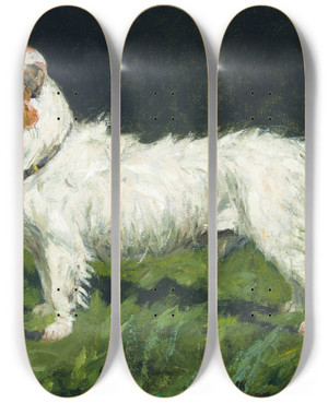 Triptych art skateboard deck of George Paice Piper A Jack Russell Terrier by George Paice (1854-1925)