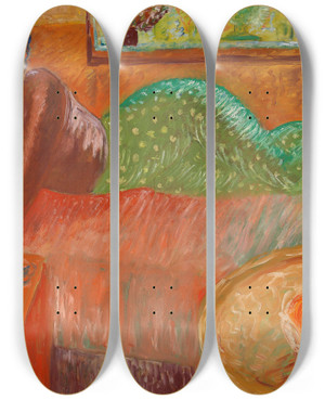 Triptych art skateboard deck of Sigrid Hjertn Reclining Odalisque by Sigrid Hjerten (1885-1948)