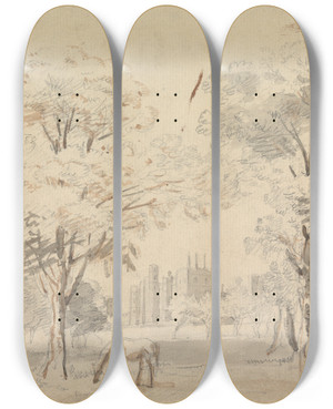 Triptych art skateboard deck of Sawrey Gilpin Windsor Castle by Sawrey Gilpin (1733-1807)