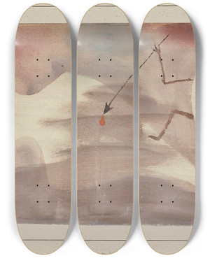 Triptych art skateboard deck of Paul Klee Wer Ttet Wen by Paul Klee (1879-1940)