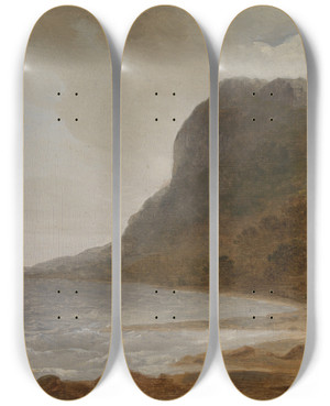 Triptych art skateboard deck of John Webber The Harbour Of Pulo Condere by John Webber (1751-1793)