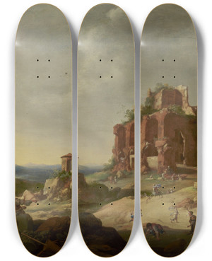 Triptych art skateboard deck of Bartholomeus Breenbergh The Stoning Of Saint Stephen by Bartholomeus Breenbergh (1598-1657)