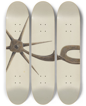 Triptych art skateboard deck of Wj Goodacre Spur_2 by W.J. Goodacre Triptych art skateboard deck of Wj Goodacre Spur_2 by W.J. Goodacre