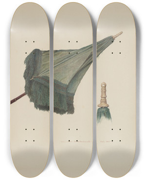 Triptych art skateboard deck of John Swientochowski Parasol_2 by John Swientochowski