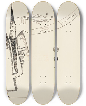 Triptych art skateboard deck of Wassily Kandinsky Ohne Titel_11 by Wassily Kandinsky (1866-1944)