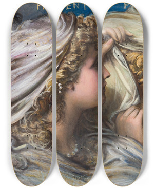 Triptych art skateboard deck of Egron Lundgren The Fates by Egron Lundgren (1815-1875)