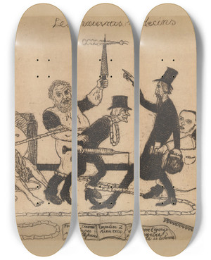 Triptych art skateboard deck of James Ensor The Bad Doctors_2 by James Ensor (1860-1949)