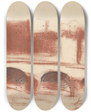 Triptych art skateboard deck of Zolo Palugyay Motif From Paris by Zolo Palugyay (1898-1935)