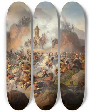 Triptych art skateboard deck of January Suchodolski Battle Of Somosierra by January Suchodolski (1797-1875)