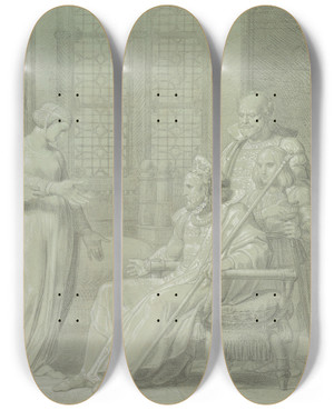 Triptych art skateboard deck of Pelagio Palagi King Charles Viii Of France With The Dying Gian Galeazzo Sforza At Pavia by Pelagio Palagi (1775-1860)