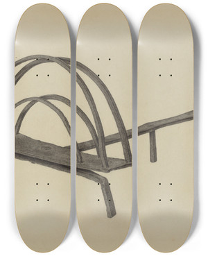 Triptych art skateboard deck of Gordon Sanborn Toast Rack by Gordon Sanborn