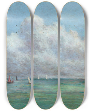 Triptych art skateboard deck of Maximilien Luce Mer Somme by Maximilien Luce (1858-1941)