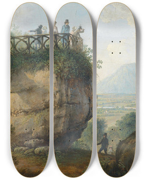 Triptych art skateboard deck of August Piepenhagen Die Aussichtswarte by August Piepenhagen (1791-1868)