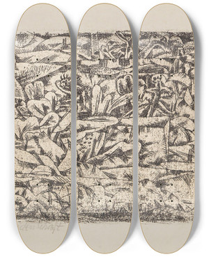 Triptych art skateboard deck of Paul Klee Garten Der Leidenschaft_1 by Paul Klee (1879-1940)
