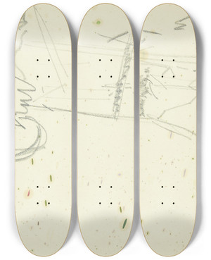 Triptych art skateboard deck of Edvard Weie Kompositionsstudie Til Langelinjebilledet_4 by Edvard Weie (1879-1943)