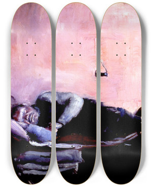 Triptych art skateboard deck of Christian Krohg Niels Gaihedes Afternoon Nap by Christian Krohg (1852-1925)