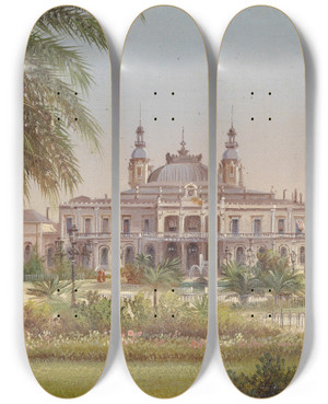 Triptych art skateboard deck of Hubert Sattler Monte Carlo by Hubert Sattler (1817-1904)