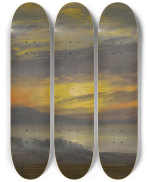 Triptych art skateboard deck of Albert Bierstadt Sunset by Albert Bierstadt (1830-1902) Triptych art skateboard deck of Albert Bierstadt Sunset by Albert Bierstadt (1830-1902)
