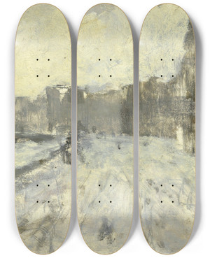 Triptych art skateboard deck of George Hendrik Breitner The Rokin Amsterdam_2 by George Hendrik Breitner (1857-1923)