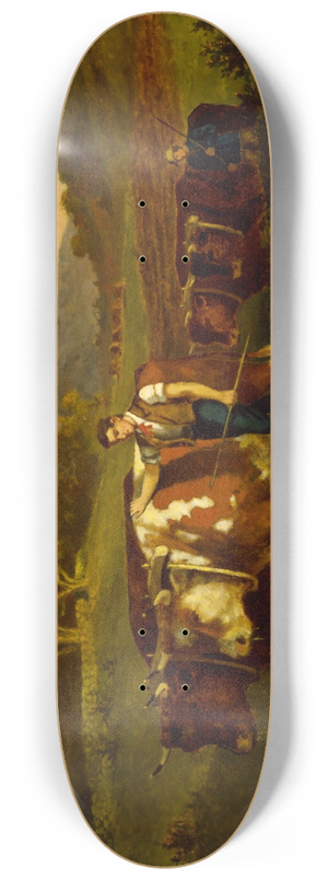 Edward Mitchell Bannister - Herdsmen with Cows 8.25 inch art skate deck