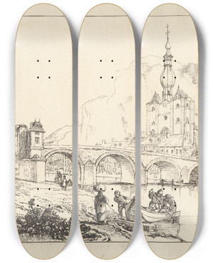 Triptych art skateboard deck of George Arnald Dinant No 1 Southwest View_1 by George Arnald (1763-1841) Triptych art skateboard deck of George Arnald Dinant No 1 Southwest View_1 by George Arnald (1763-1841)