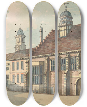 Triptych art skateboard deck of Samuel Ireland Grays Inn_2 by Samuel Ireland (1744-1800)