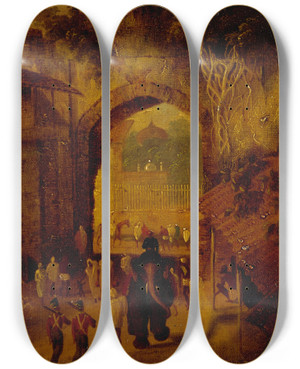 Triptych art skateboard deck of Sir Charles Doyly East Gateway Patna by Sir Charles Doyly (1781-1845)