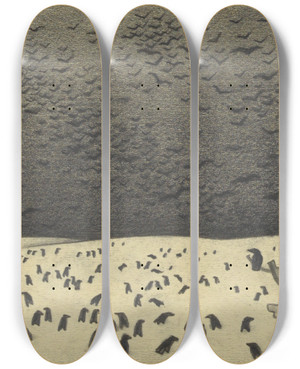 Triptych art skateboard deck of Karl Wiener Krhen by Karl Wiener (1901-1949)