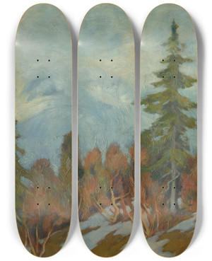 Triptych art skateboard deck of Zolo Palugyay Predjarie Ii by Zolo Palugyay (1898-1935)
