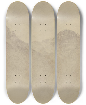 Triptych art skateboard deck of Louis Eysen Monte Baldo by Louis Eysen (1843-1899)