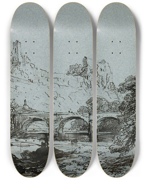 Triptych art skateboard deck of Clarkson Stanfield Richmond by Clarkson Stanfield (1793-1867)