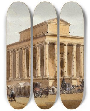 Triptych art skateboard deck of Augustesbastien Bnard Chapelle Expiatoire Du Duc De Berry by Auguste-Sbastien Bnard (1810-1873)