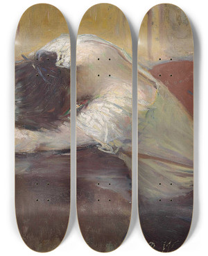 Triptych art skateboard deck of Bertha Wegmann Despair by Bertha Wegmann (1847-1926) Triptych art skateboard deck of Bertha Wegmann Despair by Bertha Wegmann (1847-1926)
