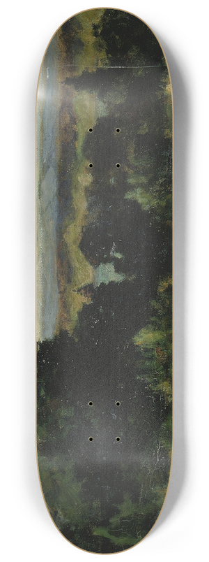 Edward Mitchell Bannister - Untitled (landscape, fields with rocks and trees) 8.25 inch art skate deck