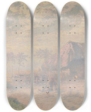 Triptych art skateboard deck of Adrienjoseph Heymans Morgens Vroeg by Adrien-Joseph Heymans (1839-1921)