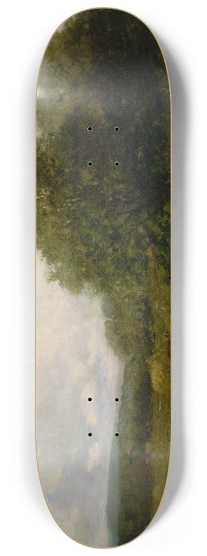 Edward Mitchell Bannister - Untitled (landscape with oxen and haycart crossing bridge) 8.25 inch art skate deck