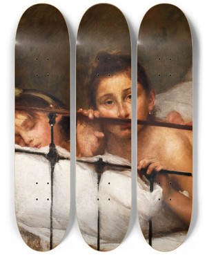 Triptych art skateboard deck of Eliseu Visconti The Two Sisters Or In Summer by Eliseu Visconti (1866-1944)