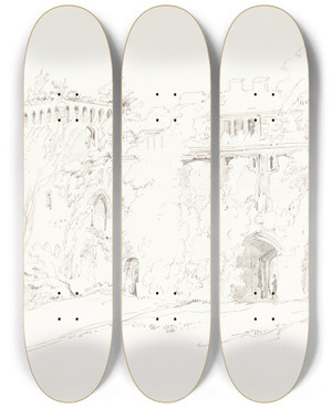 Triptych art skateboard deck of Rev James Bulwer Ragland by Rev James Bulwer (1794-1879)