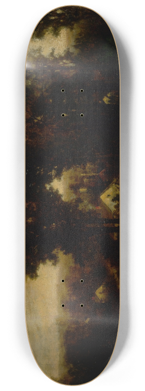 Edward Mitchell Bannister - Untitled (woman with cattle and sheep at dusk). 8.25 inch art skate deck