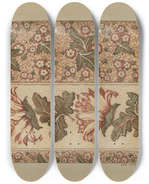 Triptych art skateboard deck of Erwin Stenzel Chintz by Erwin Stenzel