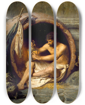 Triptych art skateboard deck of Jeanlon Grme Diogenes by Jean-Lon Grme (1824-1904)