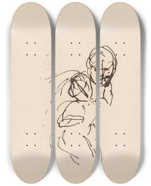 Triptych art skateboard deck of Sir Joshua Reynolds Figure Sketch by Sir Joshua Reynolds (1723-1792)