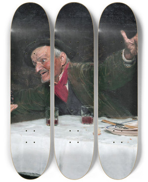 Triptych art skateboard deck of Gaetano Bellei The Joker by Gaetano Bellei (1857-1922)