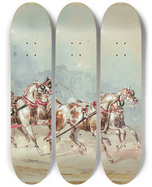 Triptych art skateboard deck of Charles B Newhouse The Dover Express by Charles B Newhouse (1805-1877)
