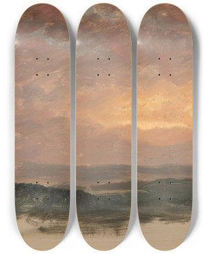 Triptych art skateboard deck of Frederic Edwin Church Sunset Over The Catskills_1 by Frederic Edwin Church (1826-1900) Triptych art skateboard deck of Frederic Edwin Church Sunset Over The Catskills_1 by Frederic Edwin Church (1826-1900)