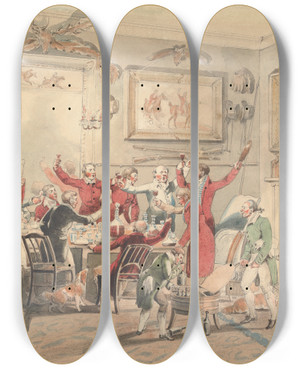 Triptych art skateboard deck of Henry Thomas Alken Foxhunting The Toast by Henry Thomas Alken (1785-1851)