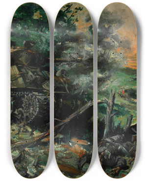 Triptych art skateboard deck of Terence Cuneo Tank Battle by Terence Cuneo (1907-1996) Triptych art skateboard deck of Terence Cuneo Tank Battle by Terence Cuneo (1907-1996)