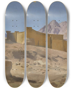 Triptych art skateboard deck of Jeanlon Grme Le Monastre De Saintecatherine by Jean-Lon Grme (1824-1904)