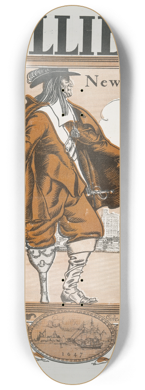 Edward Penfield - Colliers Greater New York, Petrus Stuyvesant, Governor of New Amsterdam, 1647 8.25 inch art skate deck Edward Penfield - Colliers Greater New York, Petrus Stuyvesant, Governor of New Amsterdam, 1647 8.25 inch art skate deck