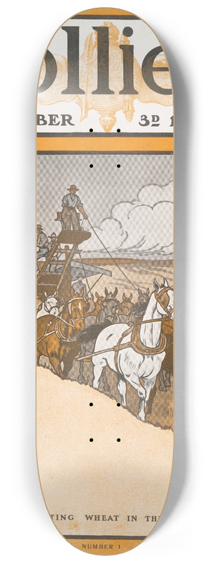 Edward Penfield - Colliers October 3rd, 1903, Harvesting Wheat in The West 8.25 inch art skate deck Edward Penfield - Colliers October 3rd, 1903, Harvesting Wheat in The West 8.25 inch art skate deck